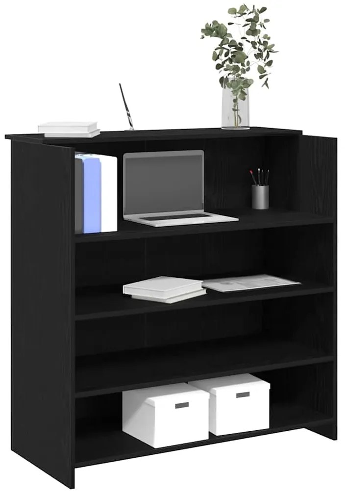 vidaXL Balcão de recepção Carvalho preto 100x50x103,5 cm Madeira projetada