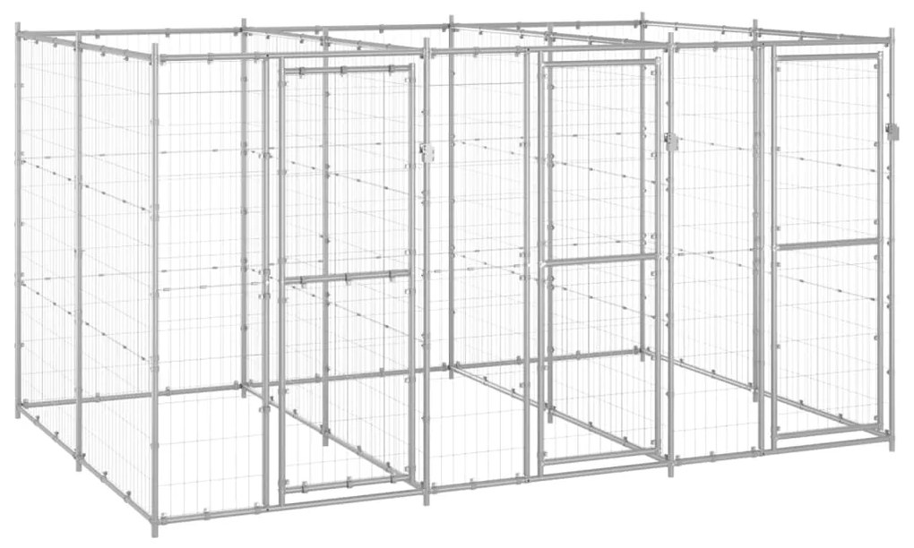 vidaXL Canil de exterior 7,26 m² aço galvanizado