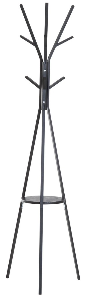 Cabide de pé Metálico para pendurar sacos roupa 9 ganchos com prateleira Forma de árvore Cabide Vintage 45x45x180cm