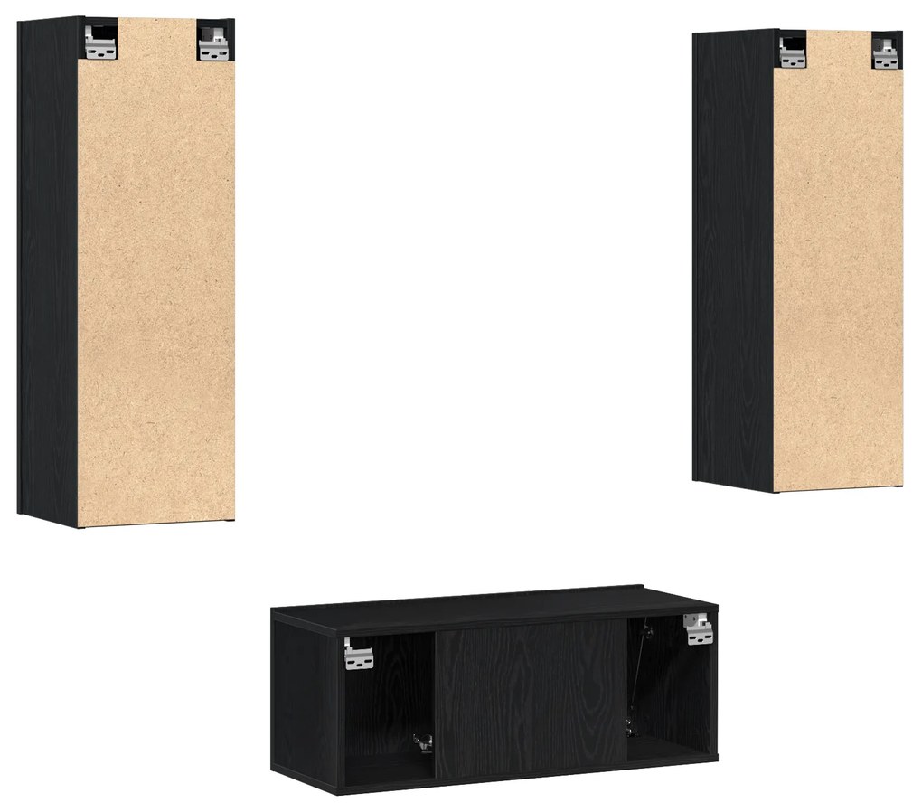 Conjunto de Móveis para TV vidaXL de 3 Peças Montado na Parede em Carv