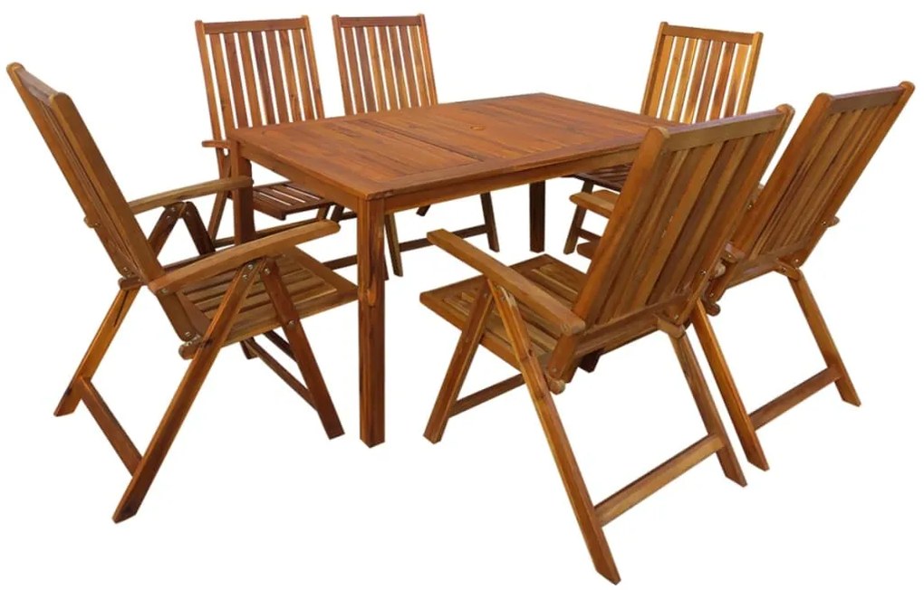 7 pcs conjunto de jantar exterior madeira acácia maciça