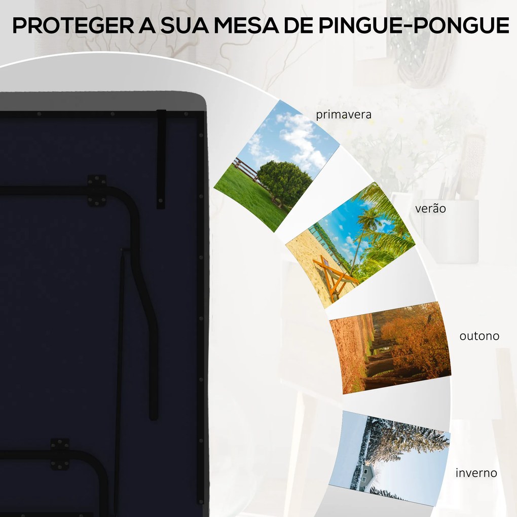 Capa para Mesa de Ping Pong com Fecho de Correr Anti-UV e Impermeável para Interior e Exterior 275x153x5 cm Preto