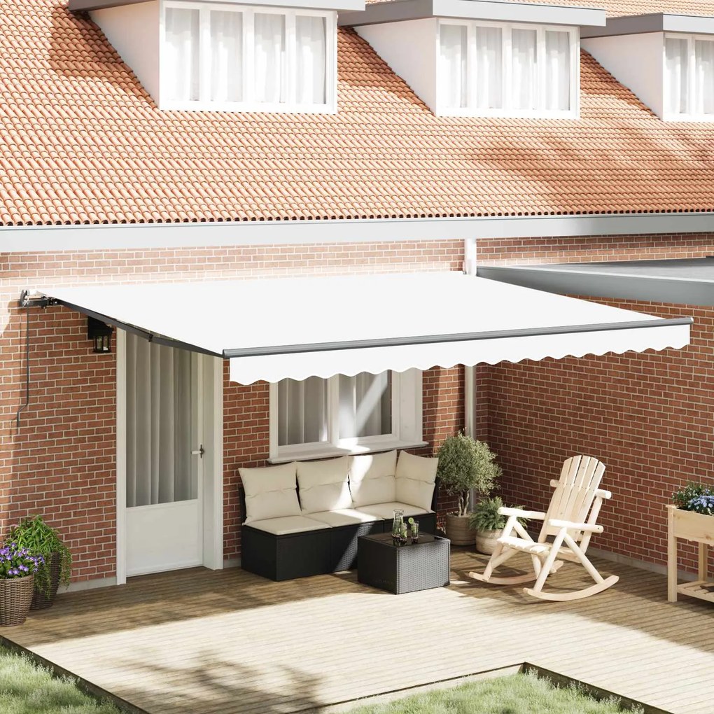 vidaXL Toldo Manual Branco 450 × 300 cm tecido