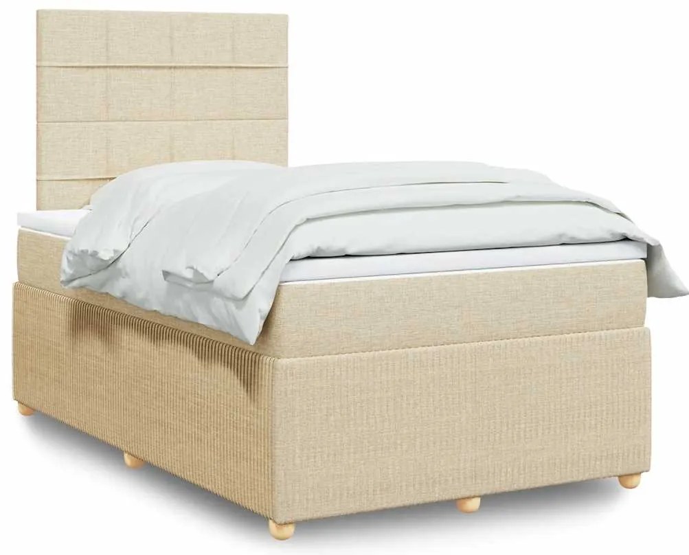 Cama com molas/colchão 120x200 cm tecido cor creme