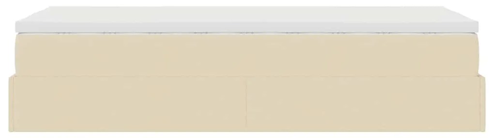 Estrutura de cama otomana com creme de colchão 90x200cm tecido