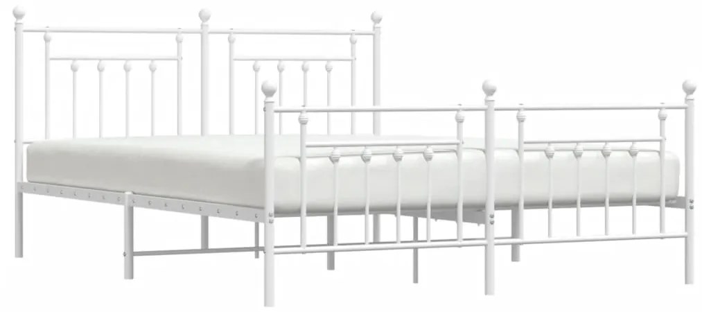 Estrutura de cama com cabeceira e pés 183x213 cm metal branco