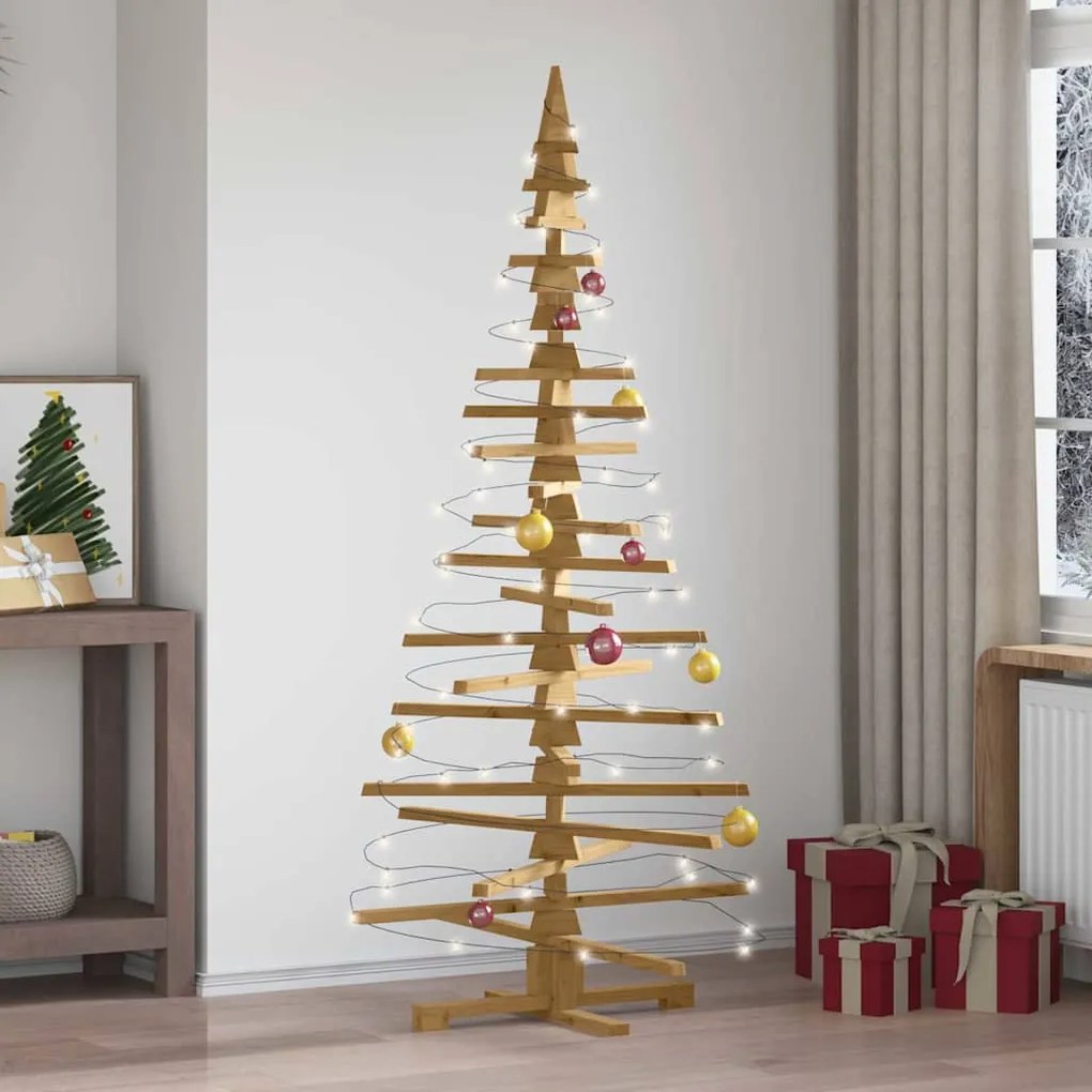 vidaXL Árvore de Natal de Madeira com suporte Castanho 180 cm