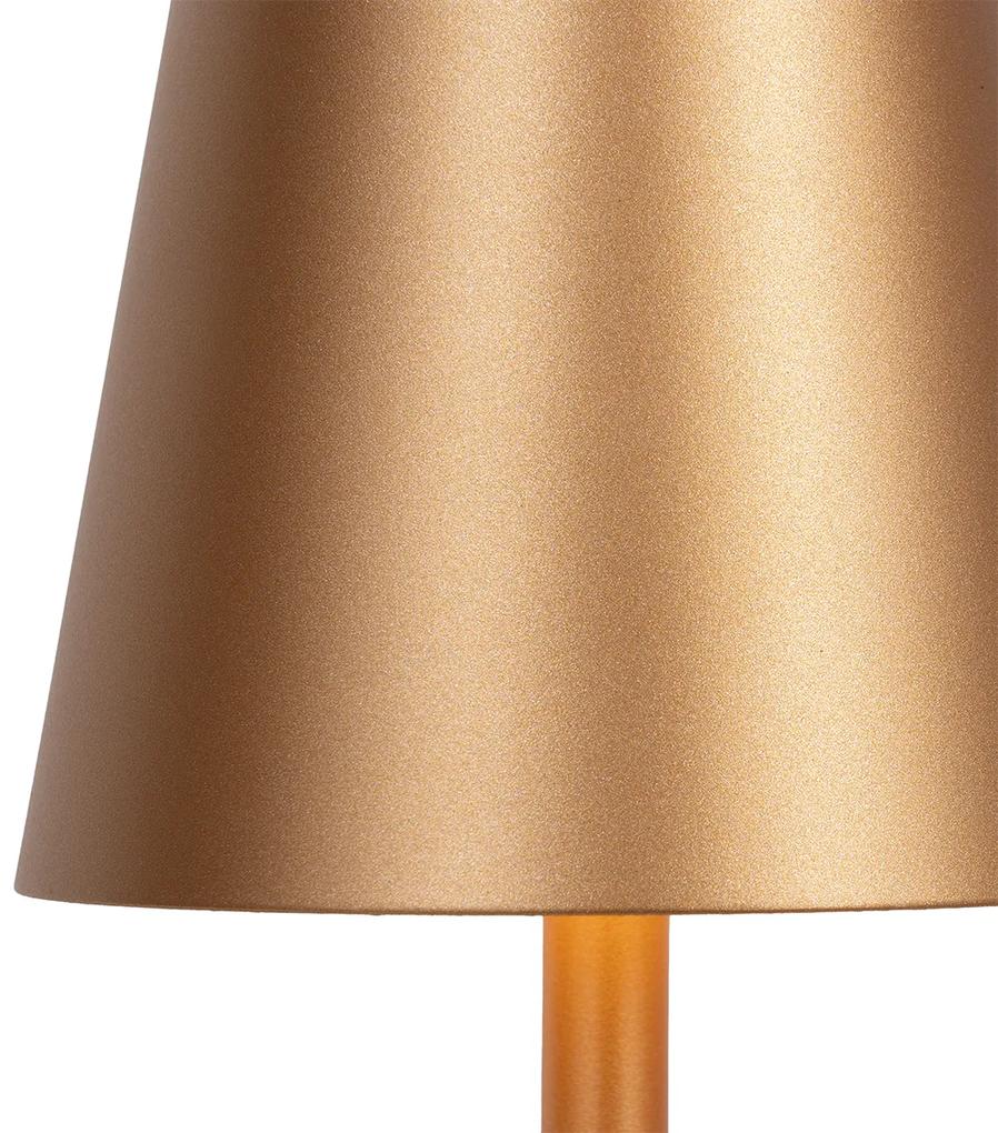 Candeeiro de pé exterior dourado com LED com dimmer recarregável - Jackson Design