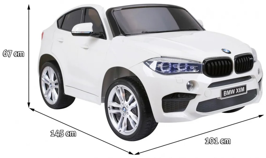 Carro elétrico para Crianças 2 Lugares BMW X6M XXL 12V Rodas Espuma EVA, Assento couro ecológico Branco