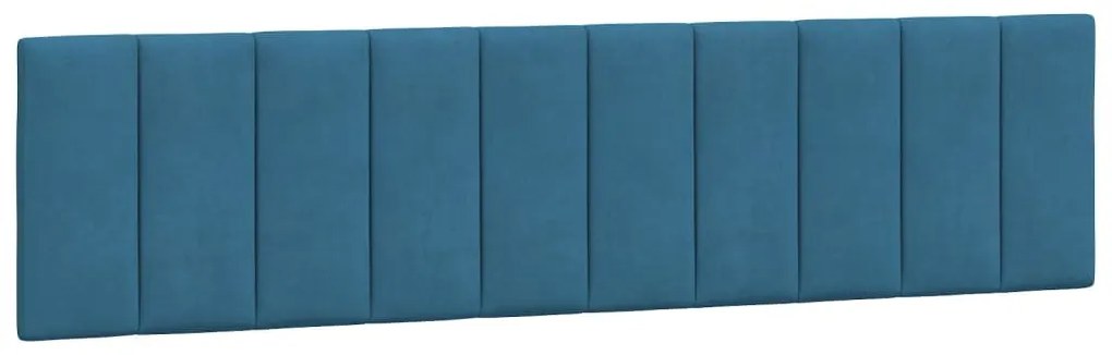 Estrutura de cama c/ luzes LED 200x200 cm veludo azul