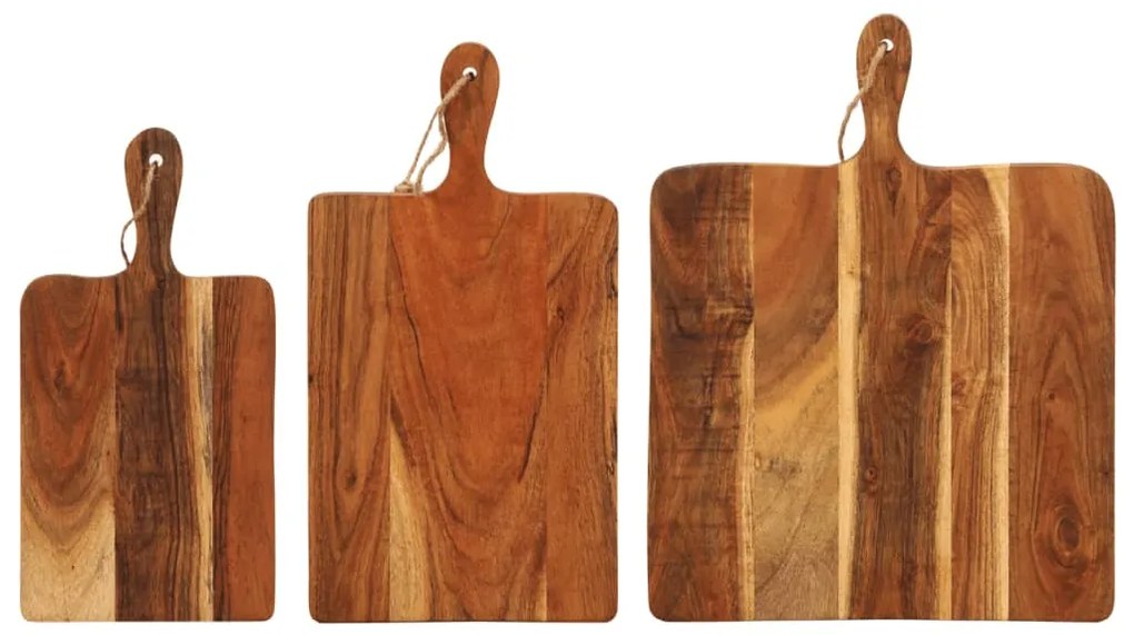 Tábua de cortar 3 pcs madeira de acácia maciça