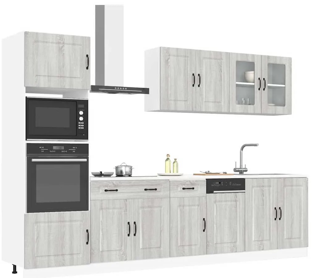vidaXL 7 peças armário de cozinha conjunto Kalmar cinza sonoma