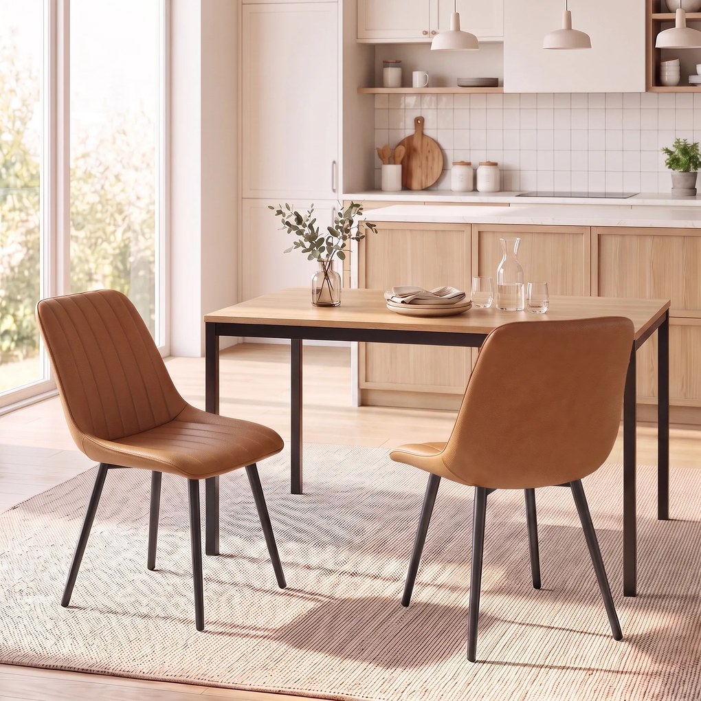 Conjunto de 2 Cadeiras de Sala de Jantar Modernas (MESA NÃO INCLUIDA), 61 x 51 x 78 cm, Revestimento Fácil de Limpar, Castanho