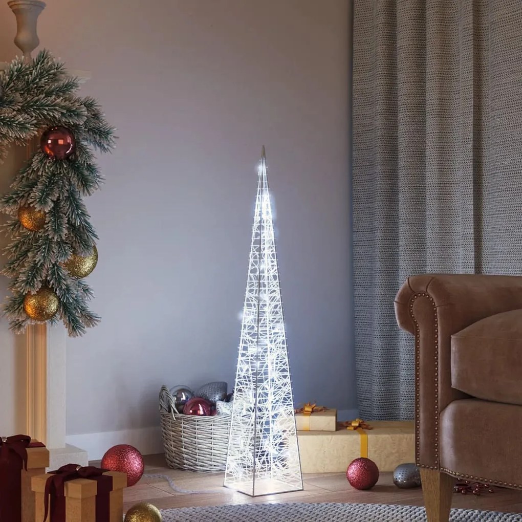 328960 vidaXL Cone de iluminação decorativo c/ LEDs acrílico 90 cm branco frio