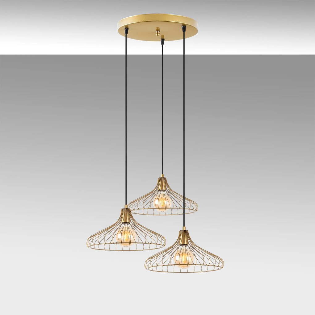 Lustre Depay – Dourado Brilhante – 65 x 64 x 120 cm