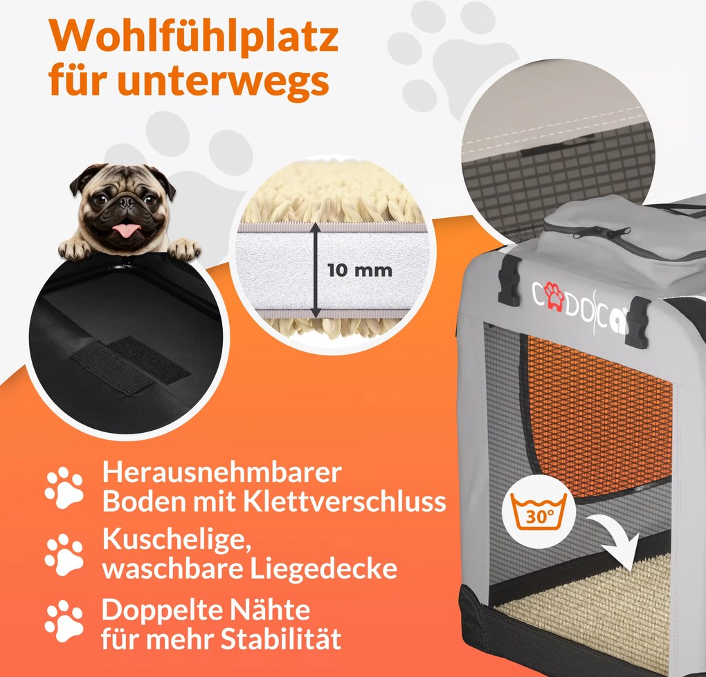 Transportadora dobrável para cães XL 82x58x58cm Cinza