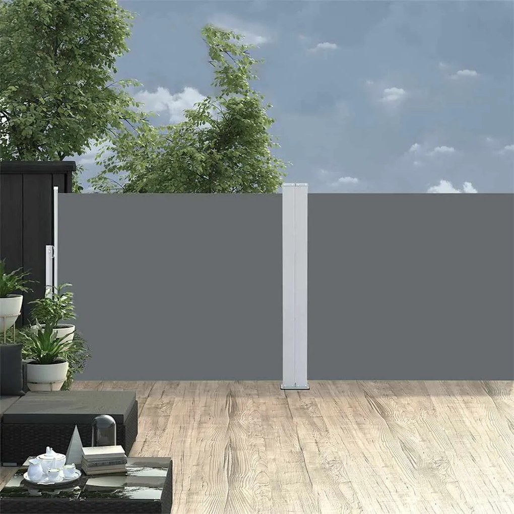 Toldo lateral retrátil para pátio 140x1200 cm antracite