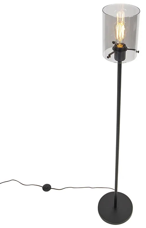 Candeeiro de pé design preto com vidro fumê - Dome