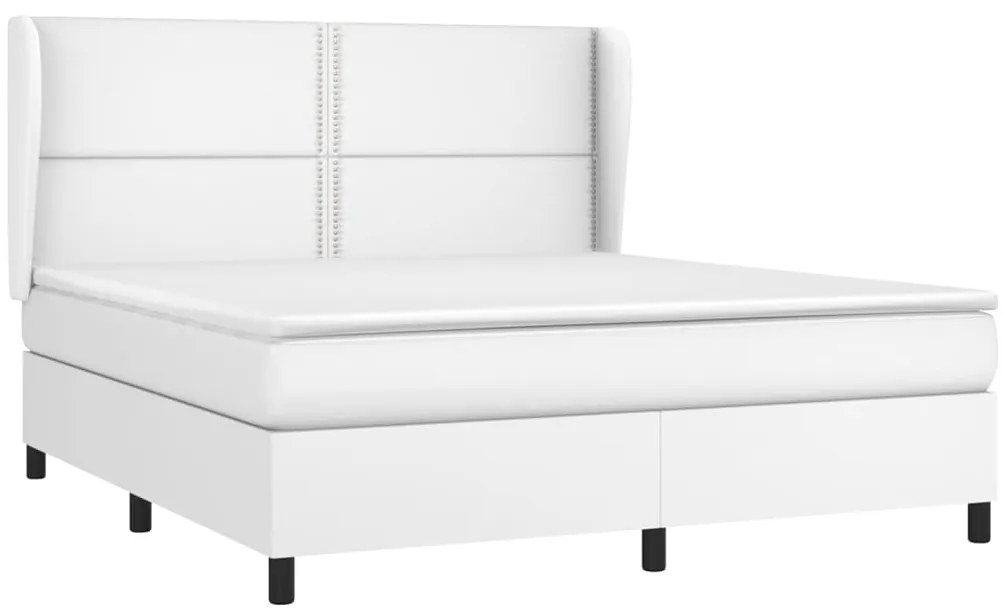 Cama com molas/colchão 180x200 cm couro artificial branco