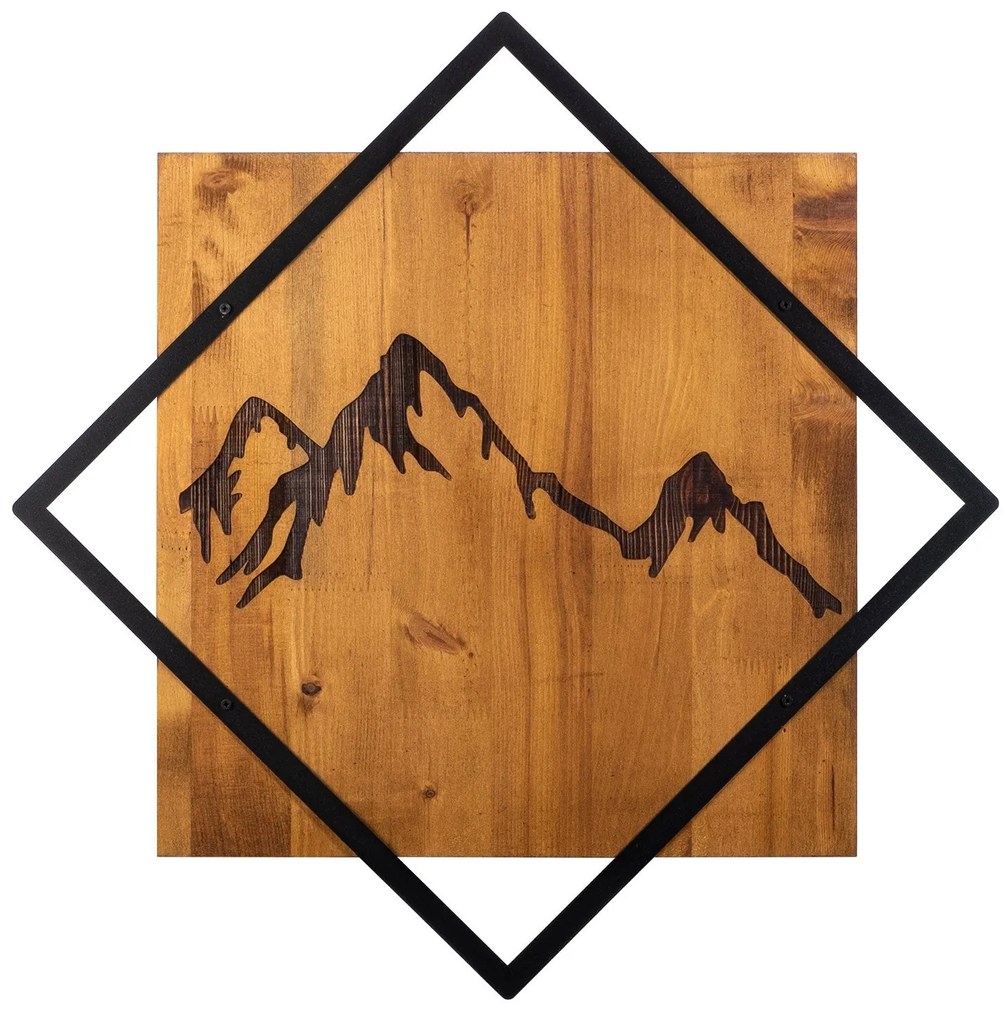 Acessório Decorativo de Parede Mountain 2 – Nogueira e Preto – 54 x 54