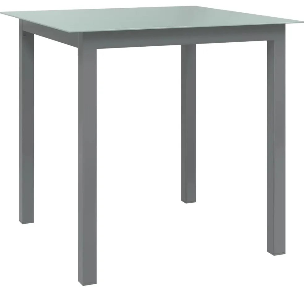 Mesa de jardim em alumínio e vidro 80x80x74 cm cinzento-claro