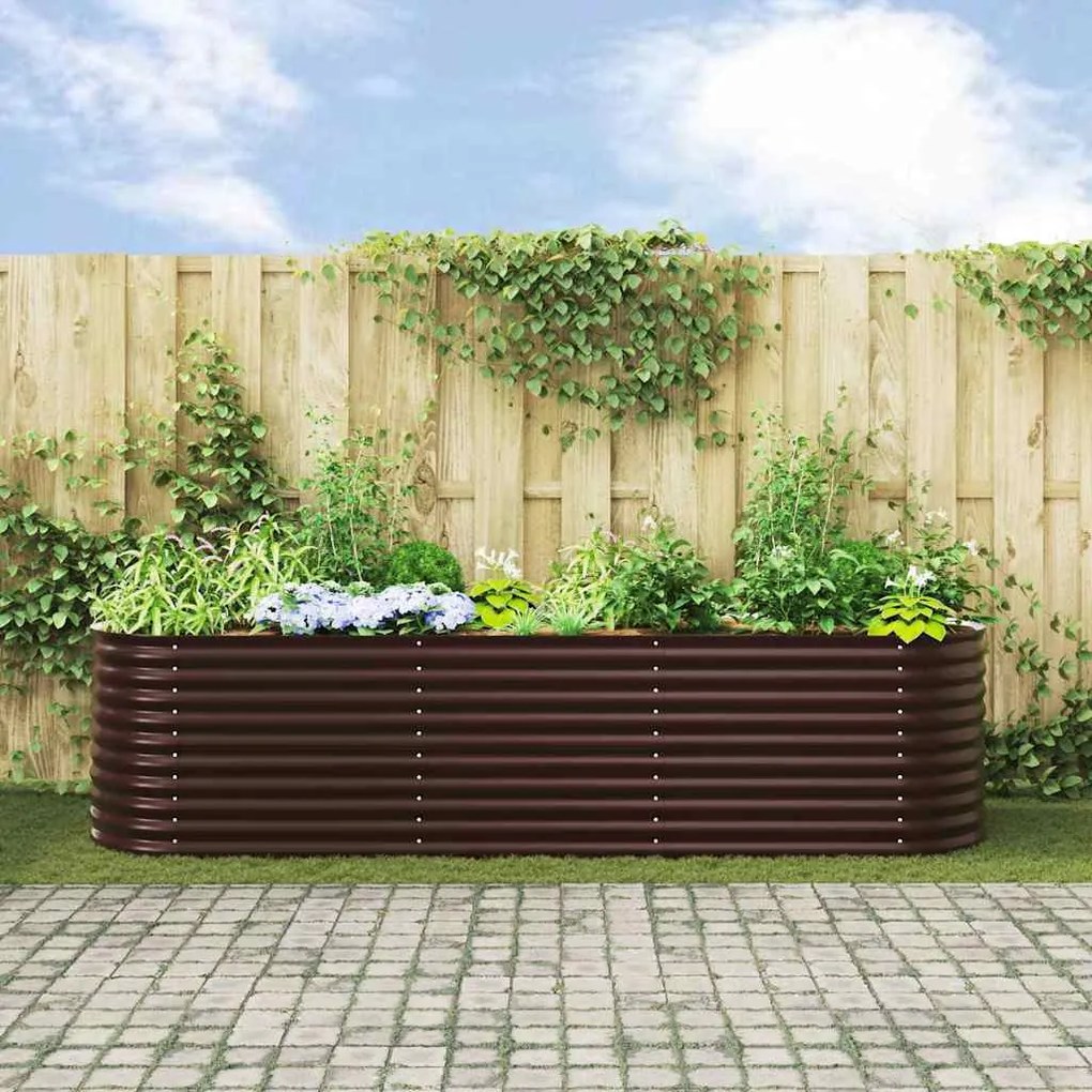Horta Elevada vidaXL Castanho 320x80x81 cm Aço Galvanizado