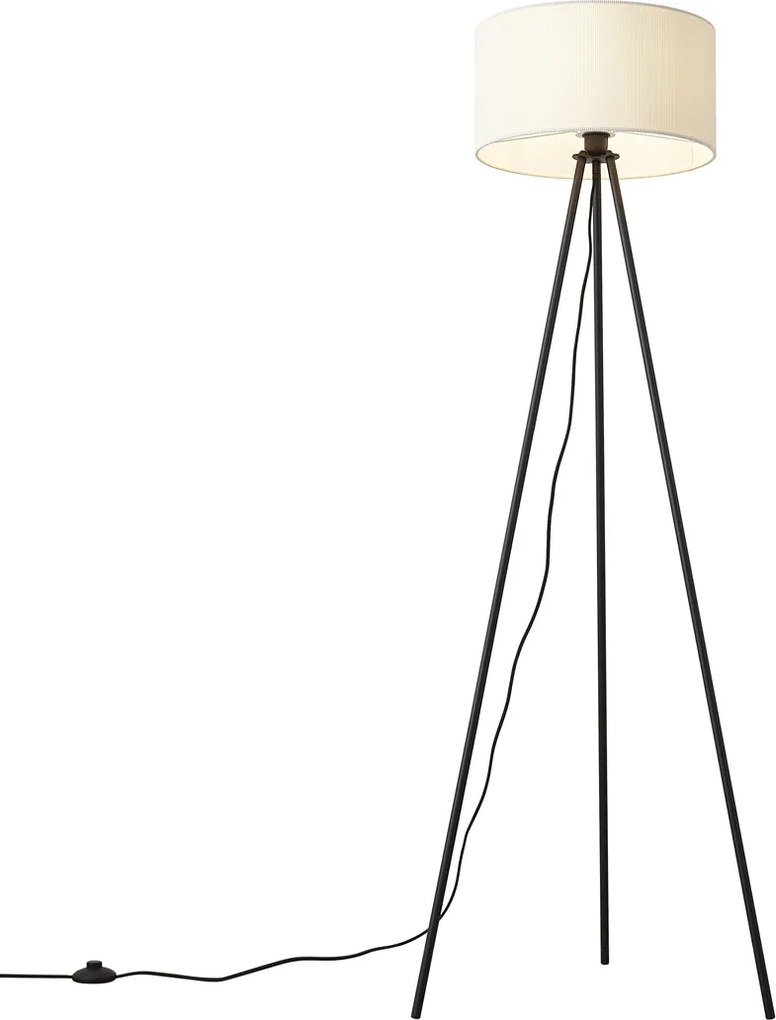 Candeeiro de pé moderno branco com abajur de veludo - Luz