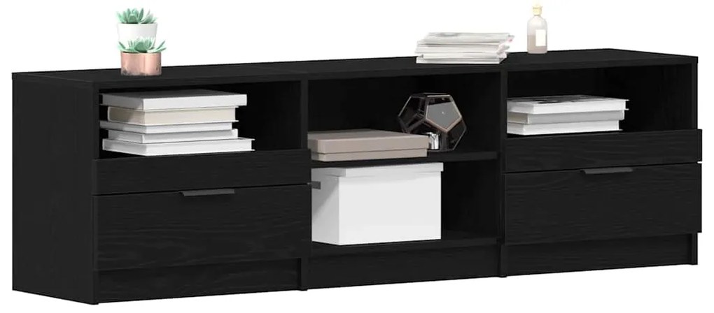 Estante para TV Carvalho Preto 150x33,5x45 cm Madeira Revestida