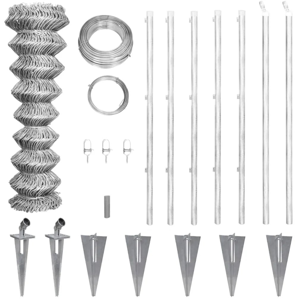 Cerca de arame com postes/espetos 15x1,5 m aço galvanizado