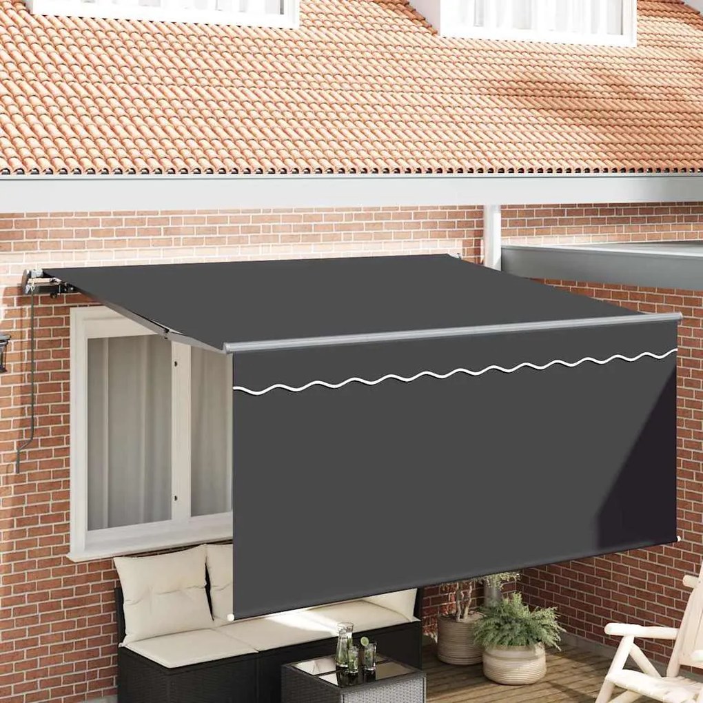 vidaXL Toldo Retrátil Riscas Manual Antracite 300 x 200 cm tecido