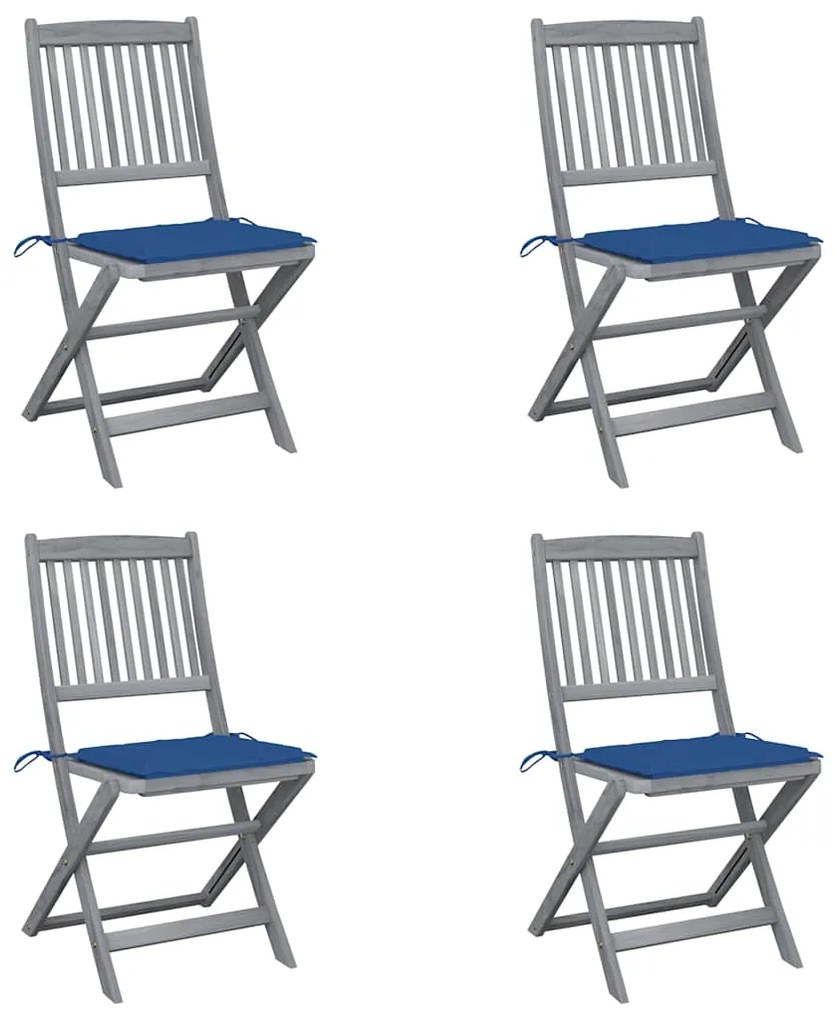 vidaXL Cadeiras exterior dobráveis c/ almofadões 4 pcs acácia maciça