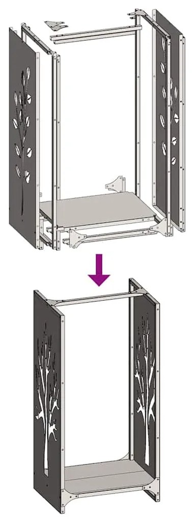 Suporte para lenha 40x30x80 cm aço laminado a frio branco