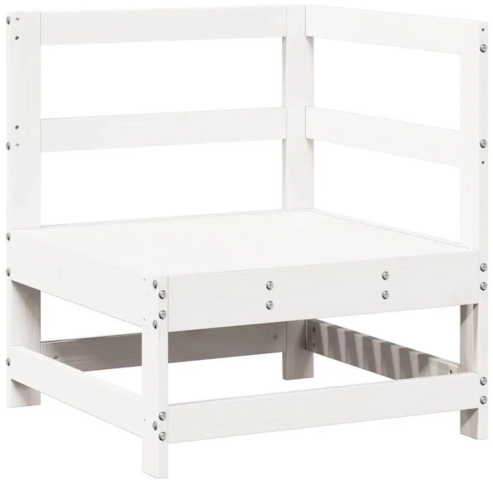 7 pcs conjunto lounge de jardim pinho maciço branco