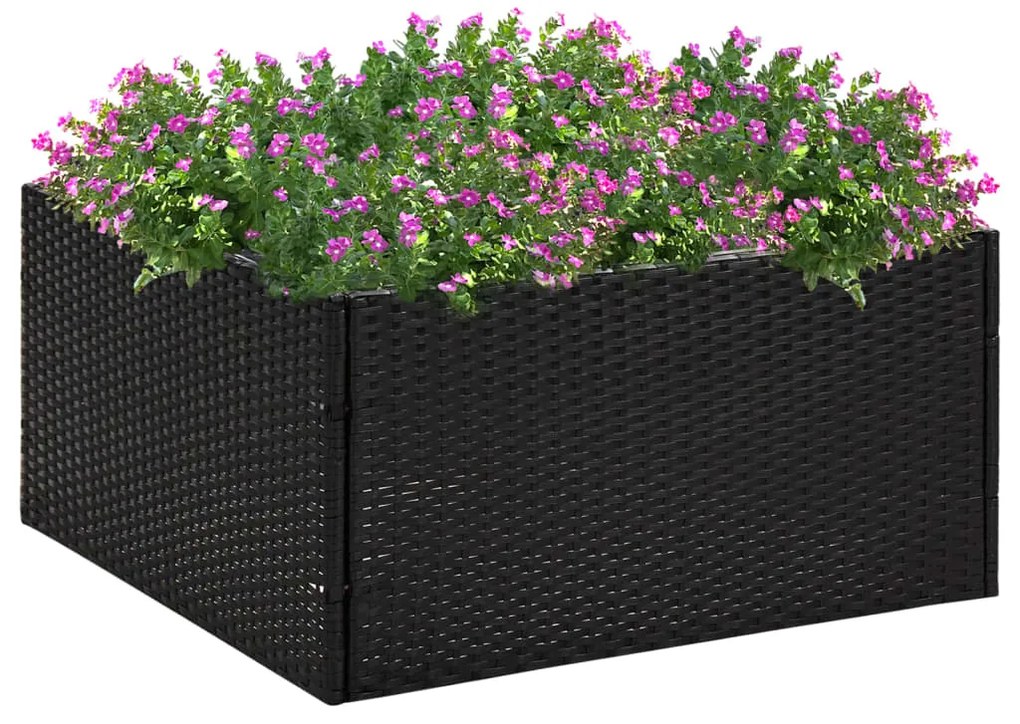 Vaso/floreira de jardim 80x80x40 cm vime PE preto
