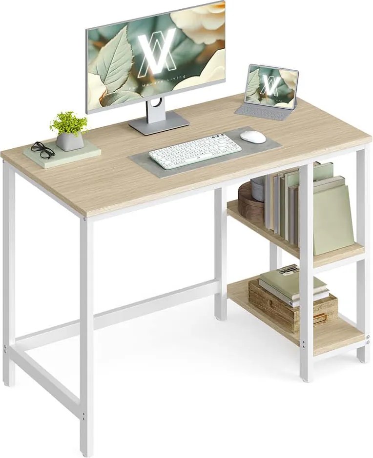 Secretária de escritório 100 x 50 x 76 cm bege natural-branco