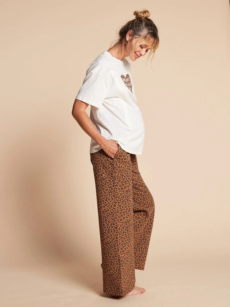 Conjunto de pijama de 2 peças com estampado leopardo ENVIE DE FRAISE, para gravidez e amamentação toupeira