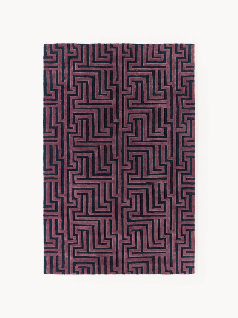 Tapete em lã artesanal com relevo Monty