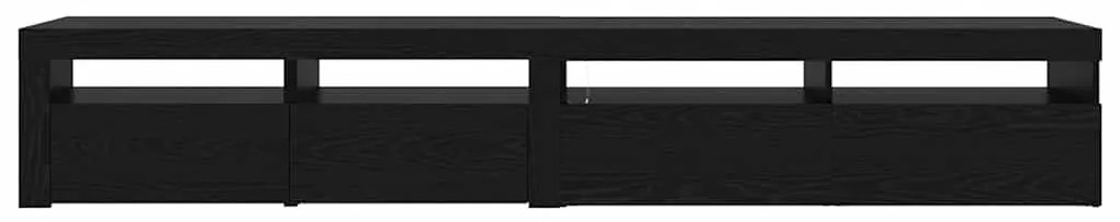 Armários de TV 2 pcs com Luzes LED Carvalho Preto Madeira Engenheirada