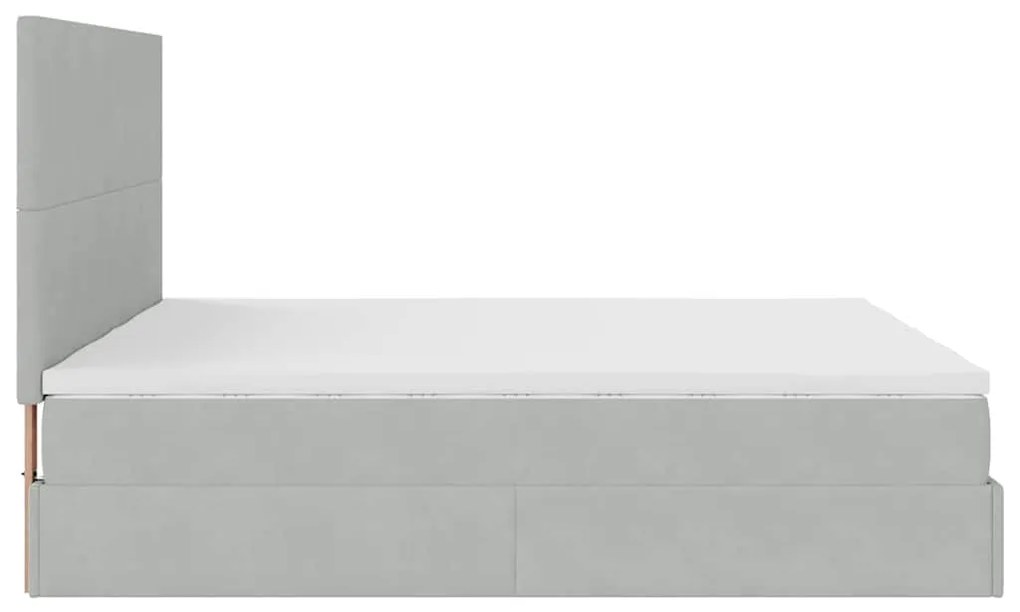 Estrutura cama otomana colchões 180x200cm veludo cinzento claro