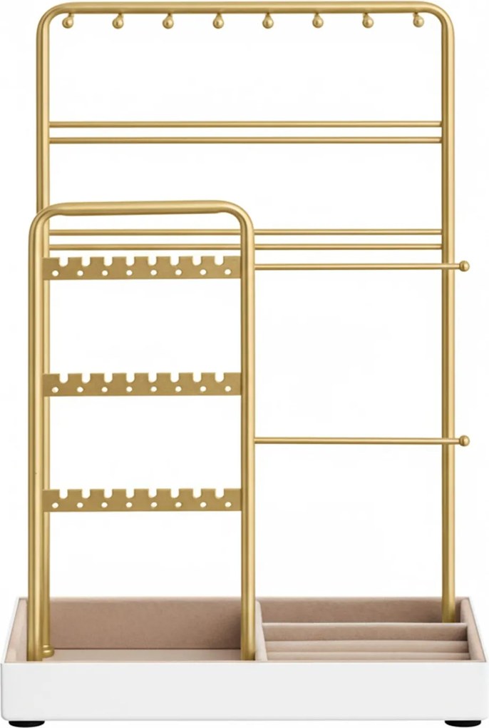 Armazenamento de joias, porta-joias, armação metálica 11,5 x 19,6 x 30,8 cm dourado
