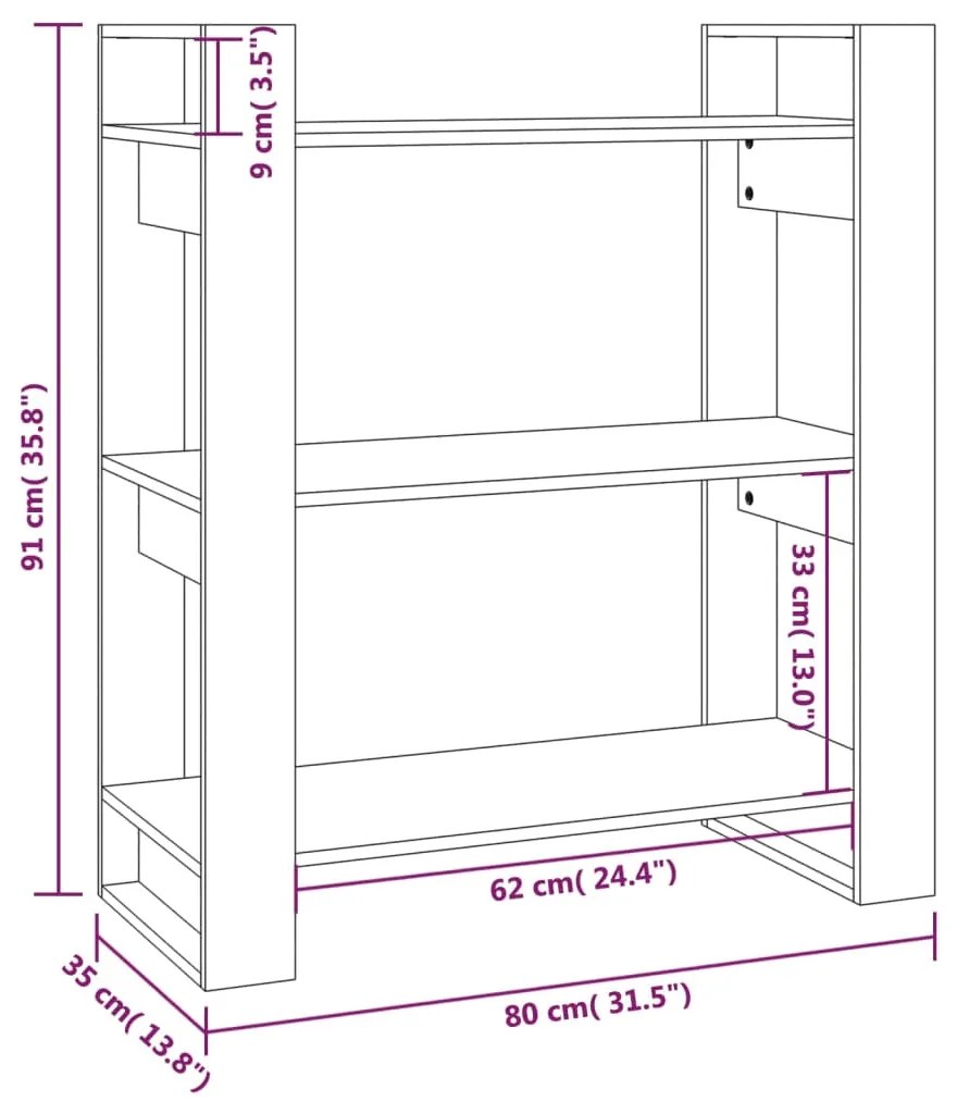 Estante/divisória 80x35x91 cm pinho maciço cinzento
