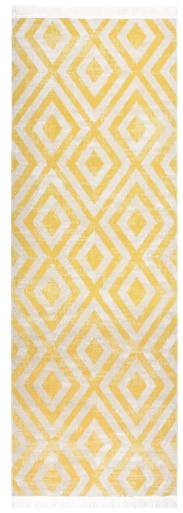 vidaXL Tapete de exterior tecelagem lisa 80x250 cm amarelo e bege