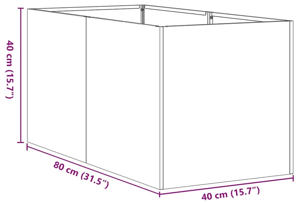 Floreira enferrujada 40x80x40 cm aço resistente