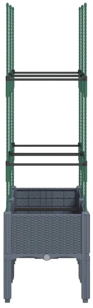 Vaso/floreira de jardim c/ treliça 80x40x142,5 cm PP cinzento azul