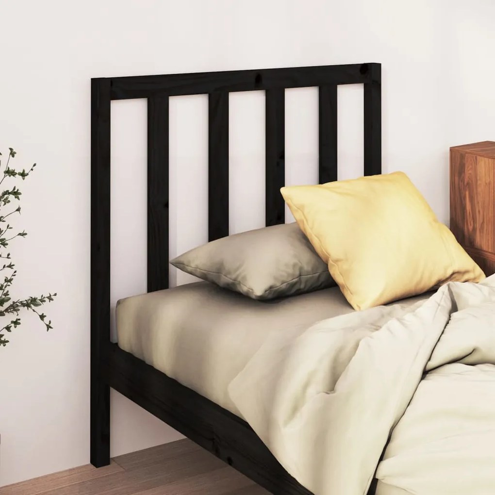 Cabeceira de cama 81x4x100 cm pinho maciço preto