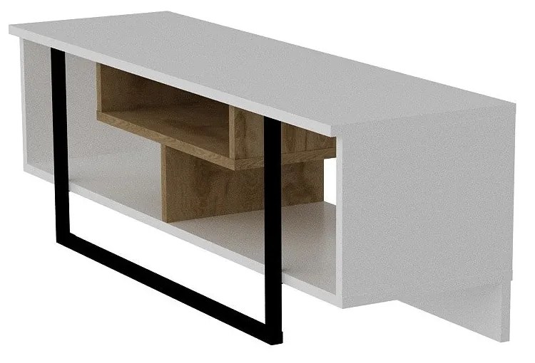 Móvel TV Asal – Branco/Preto/Carvalho – 119,4 x 40,2 x 35,2 cm