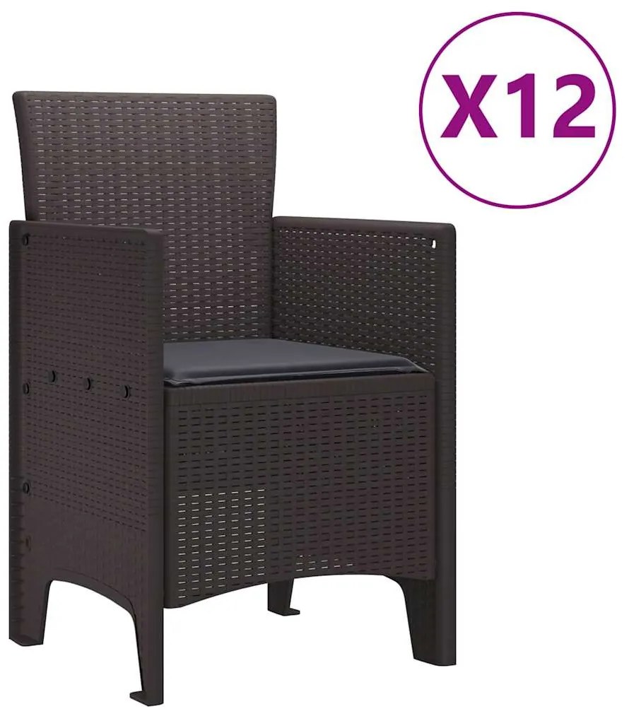 Conjunto de Jantar de Jardim 13 pcs Castanho Grande Vime &amp; Aço
