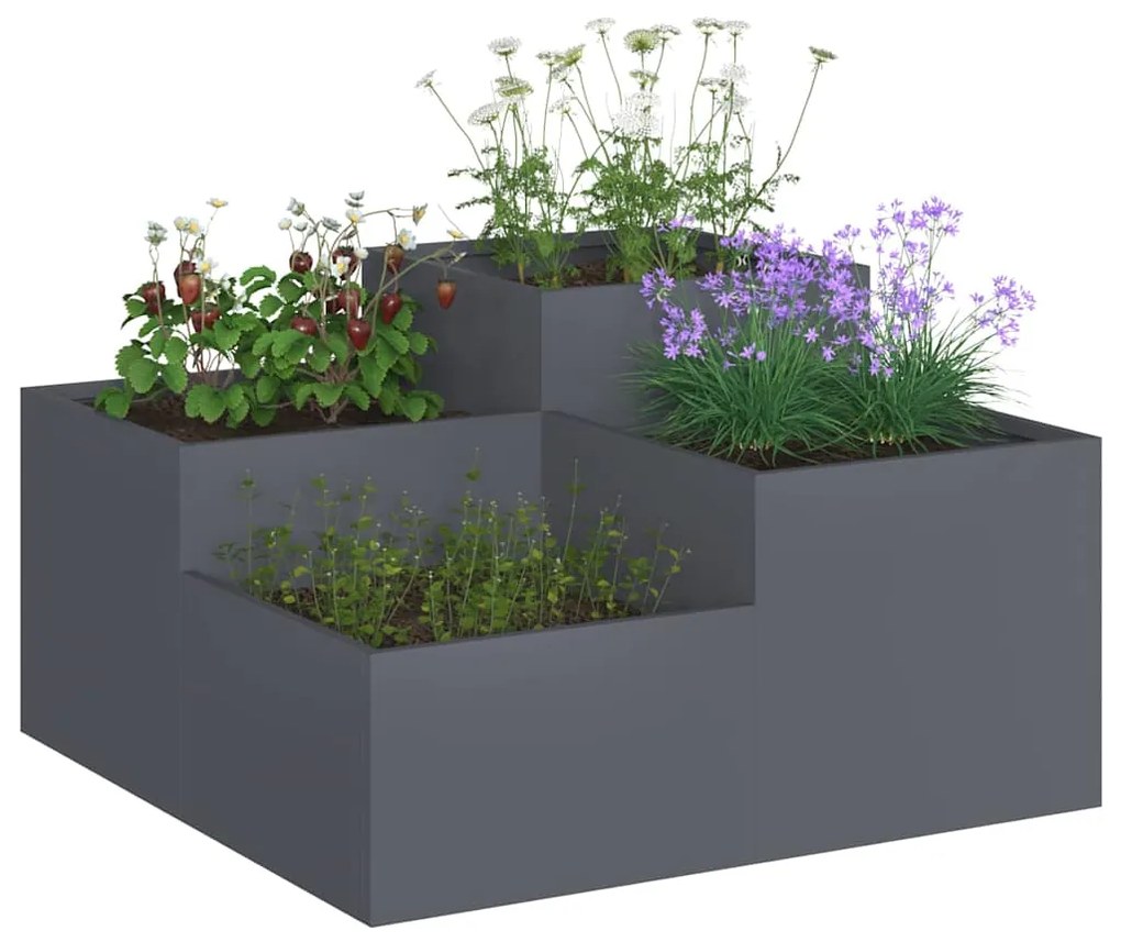 Jardineira vidaXL 100x100x48 cm Aço Antracite
