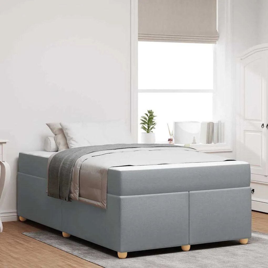 vidaXL Estrutura de cama com colchão Cinzento-claro 120 x 200 cm