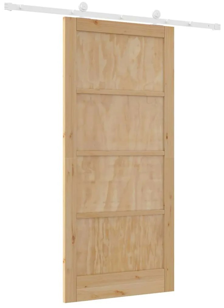 Porta de Correr com Conjunto de Ferragens 93x202 cm Madeira Maciça de